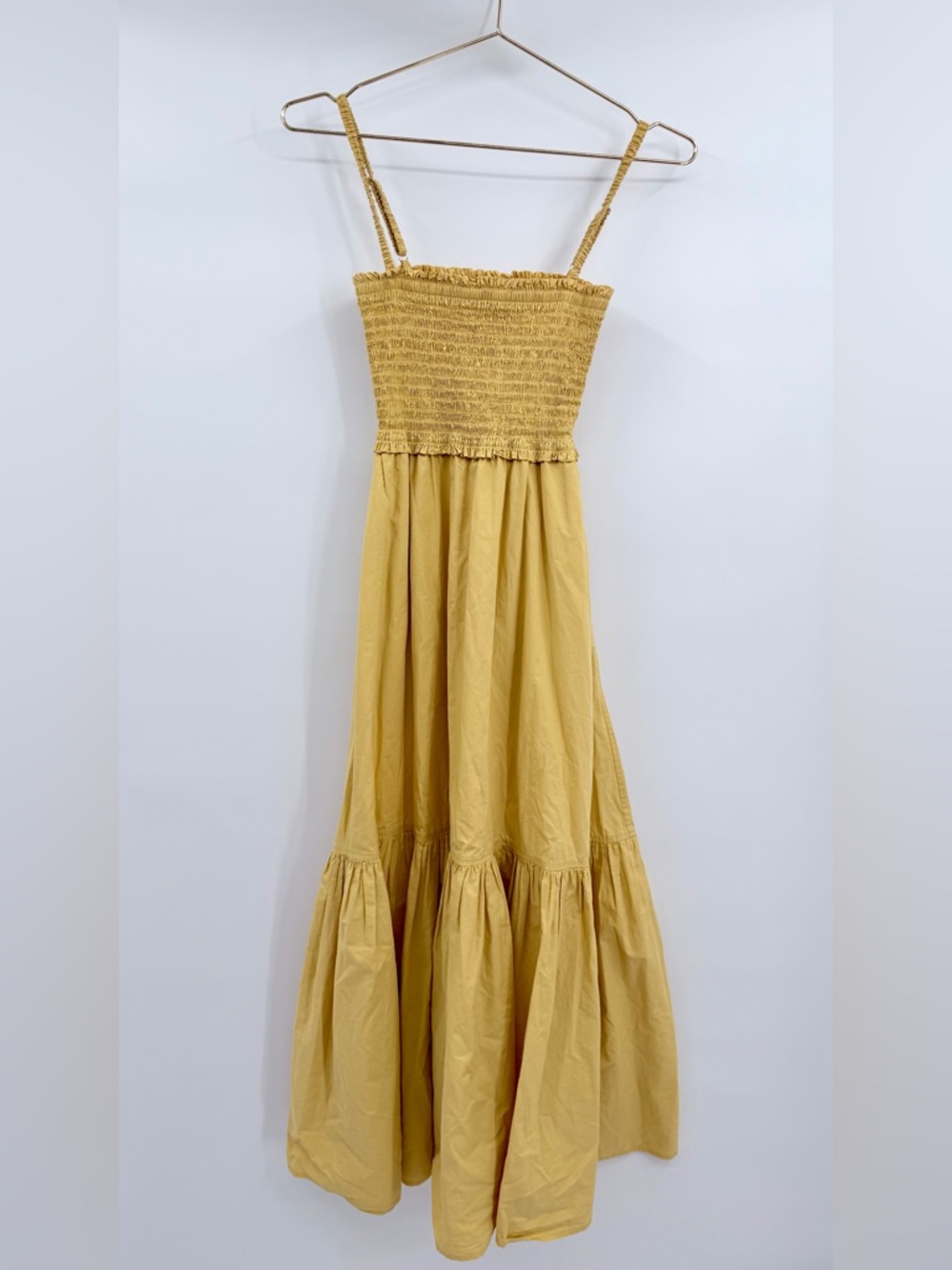A.L.C. Austyn Smocked Maxi Dress Maize Yellow Cotton Size 4 - Picture 2 of 11